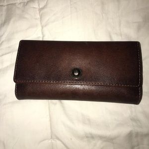 Frye Melissa snap wallet brown leather